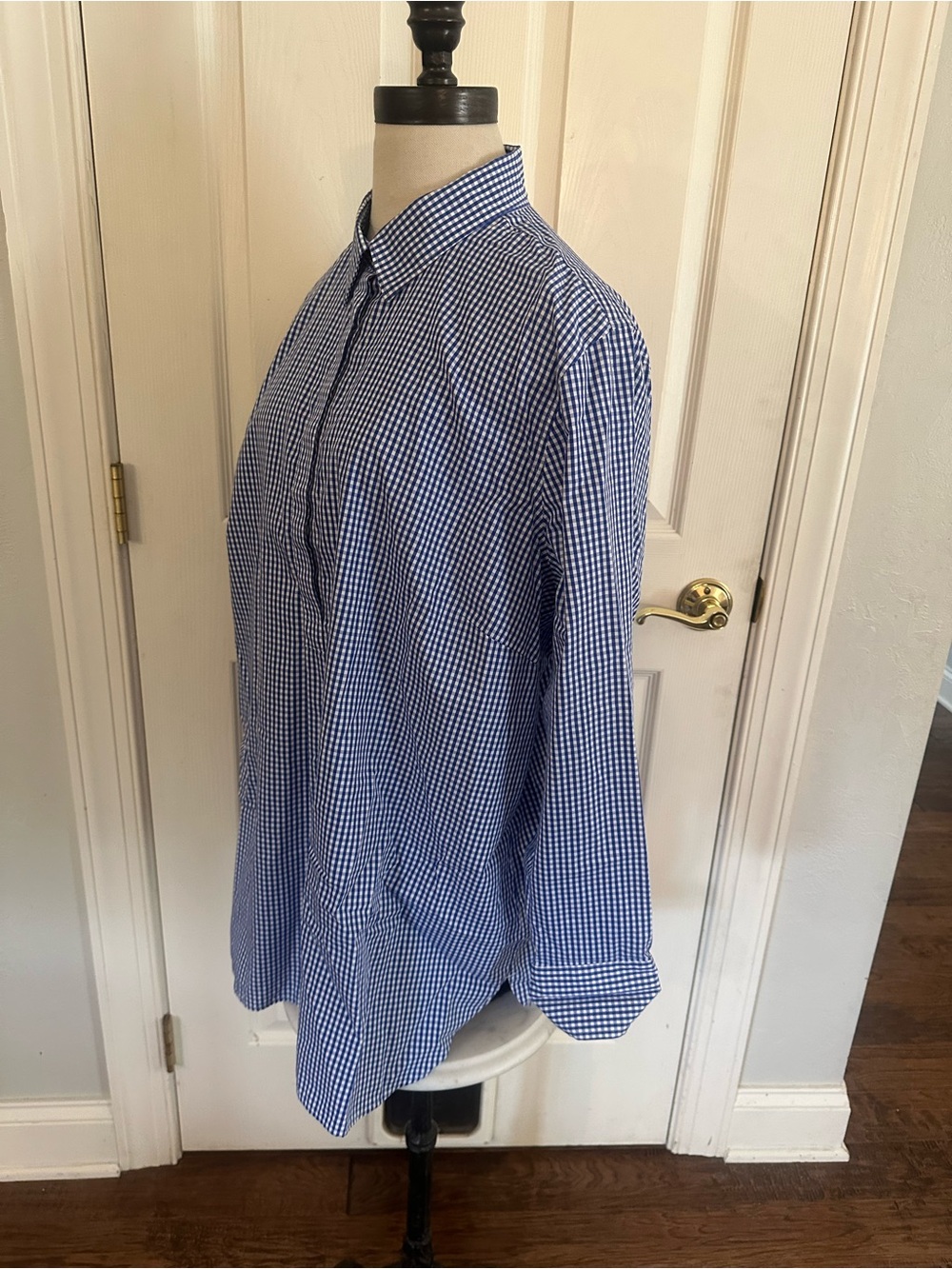 Lands' End Blue Gingham Women's Button-Down Shirt